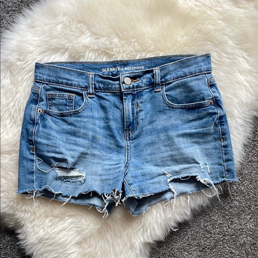 Old Navy Blue Jean Shorts Distressed Raw Hem